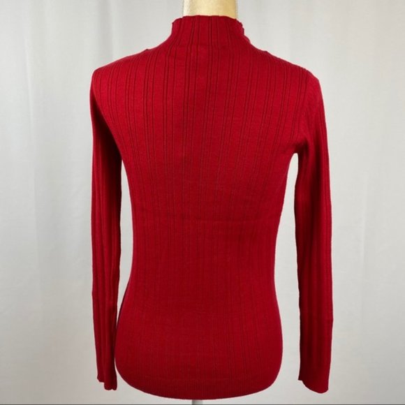 Joan Vass New York Long Sleeved Red Thin Sweater 🟡 - Picture 3 of 9